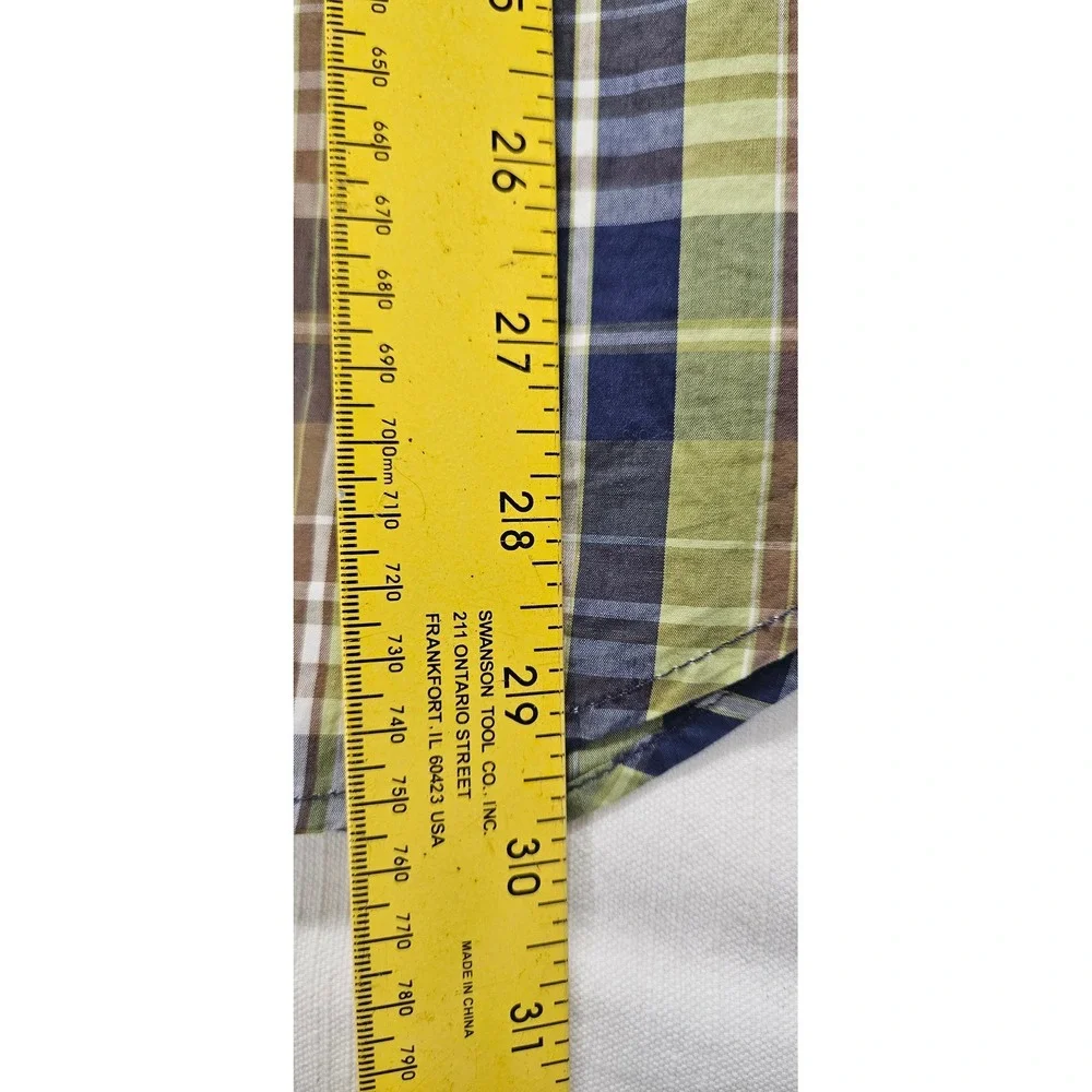 Banana Republic Slim Fit Plaid Button Down Shirt Mens Medium Green Blue Brown